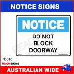 NOTICE SIGN - NS016 - DO NOT BLOCK DOORWAY